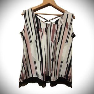 $4 WHEN U BUY 2 OR MORE ITEMS - Pretty plums & pinks sleeveless blouse Sz L